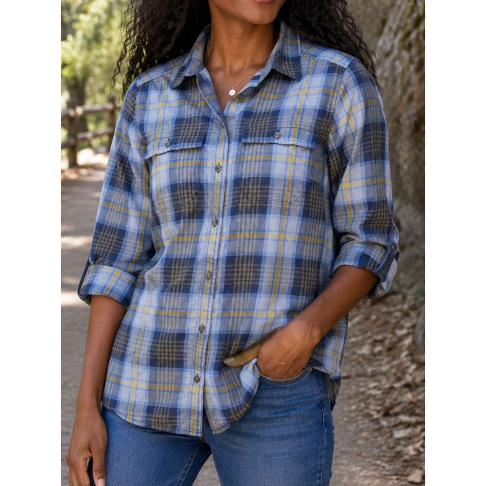 Eddie Bauer Classic Fit Plaid Button Down Hiking Outdoor Shirt Women's Small